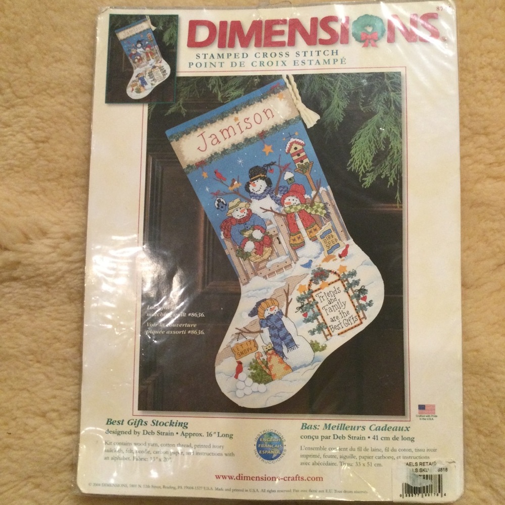 Vintage Dimensions Best Gifts Stocking stamped cross stitch kit